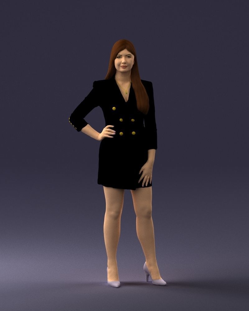000278 Female Model in Black Business Dress 0708 3dp 3D print model_37