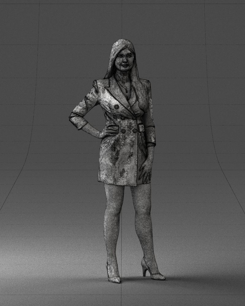 000278 Female Model in Black Business Dress 0708 3dp 3D print model_6