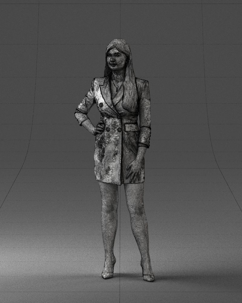 000278 Female Model in Black Business Dress 0708 3dp 3D print model_33