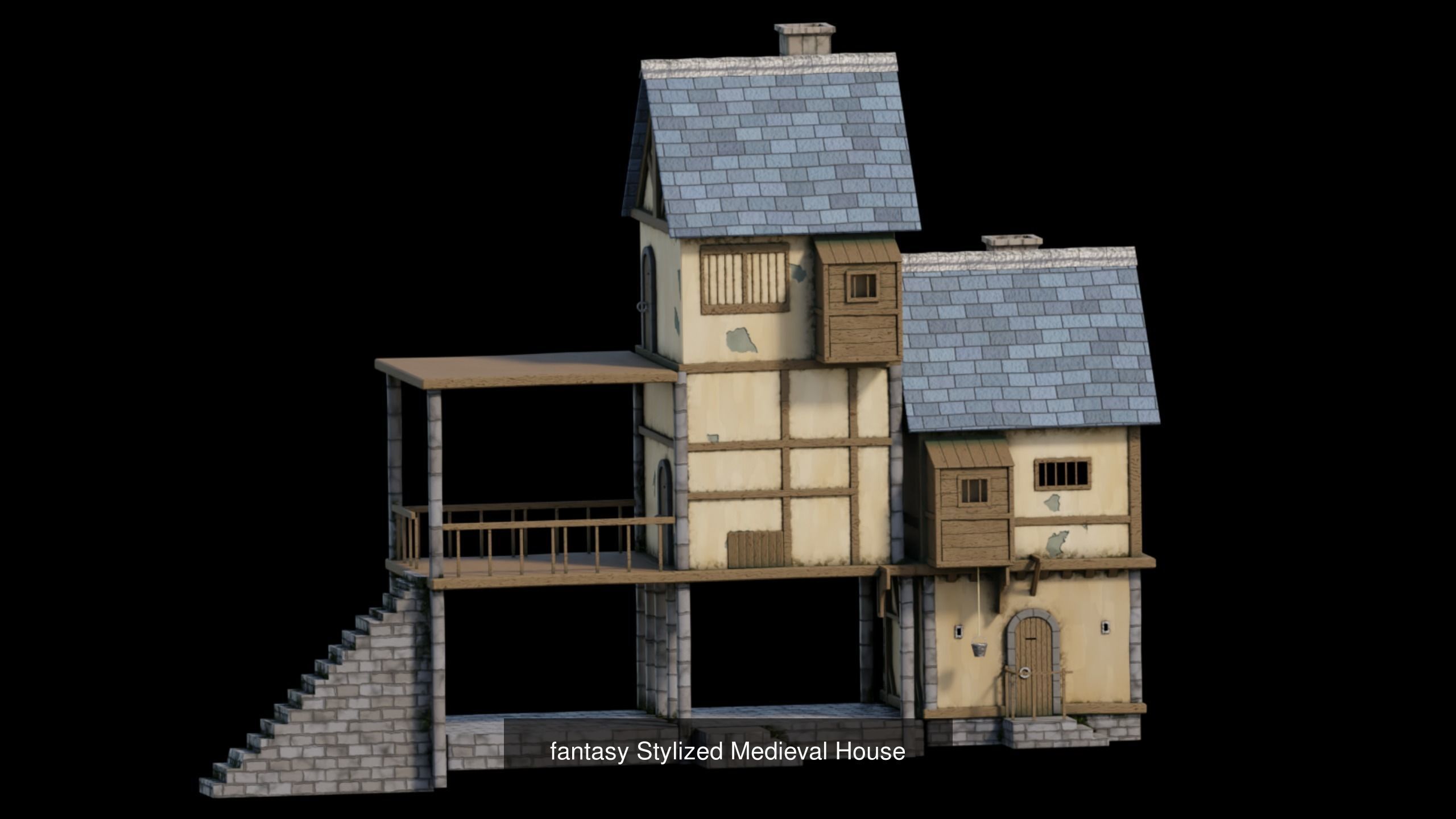 fantasy Stylized Medieval Houses X12Pack  3D Model Collection_1