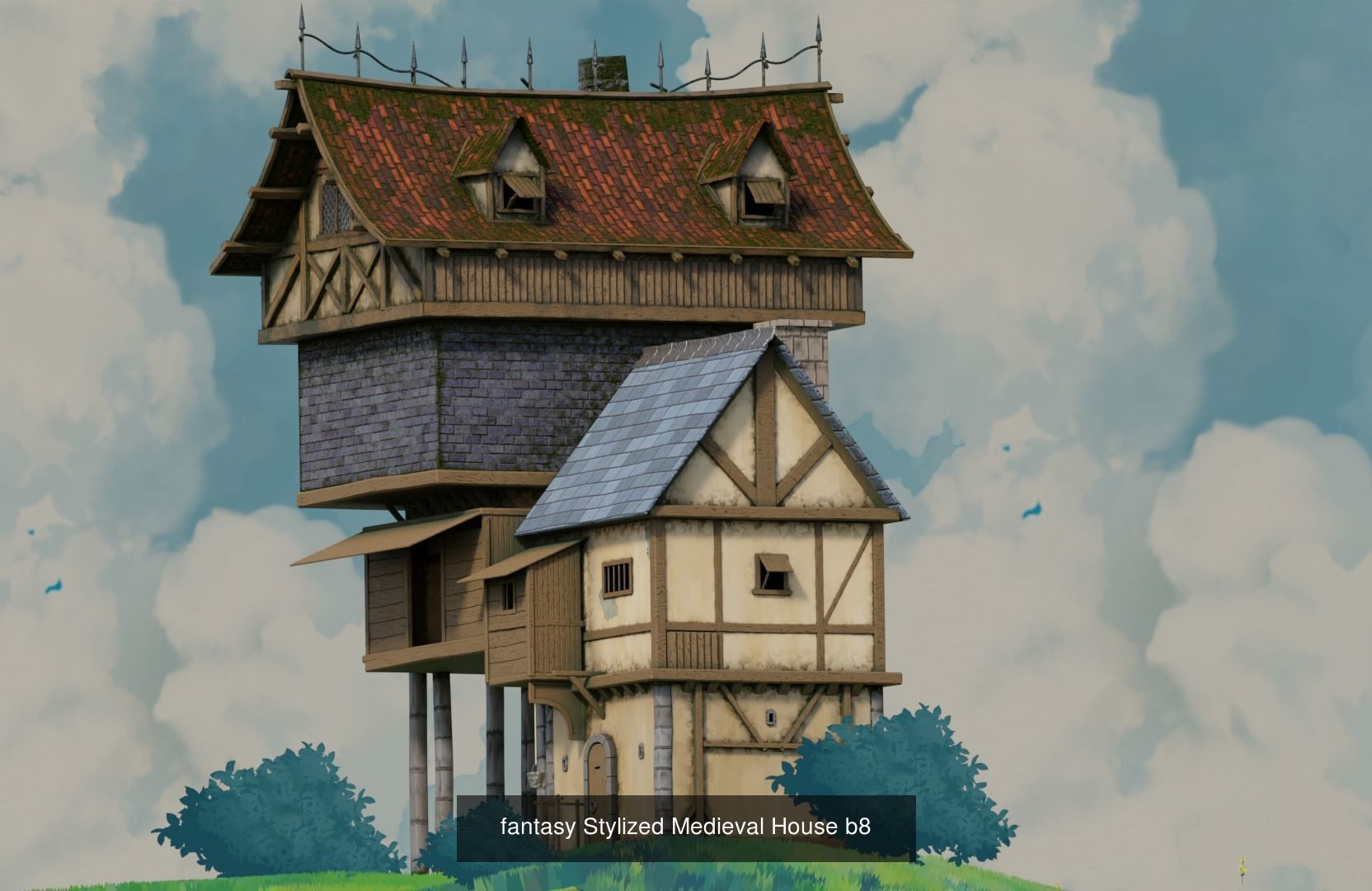 fantasy Stylized Medieval Houses X12Pack  3D Model Collection_10