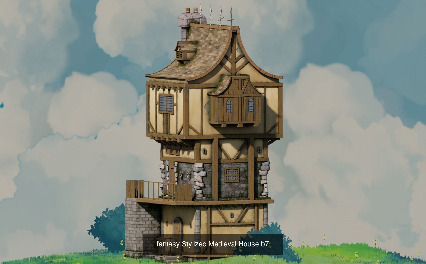 fantasy Stylized Medieval Houses X12Pack  3D Model Collection_9