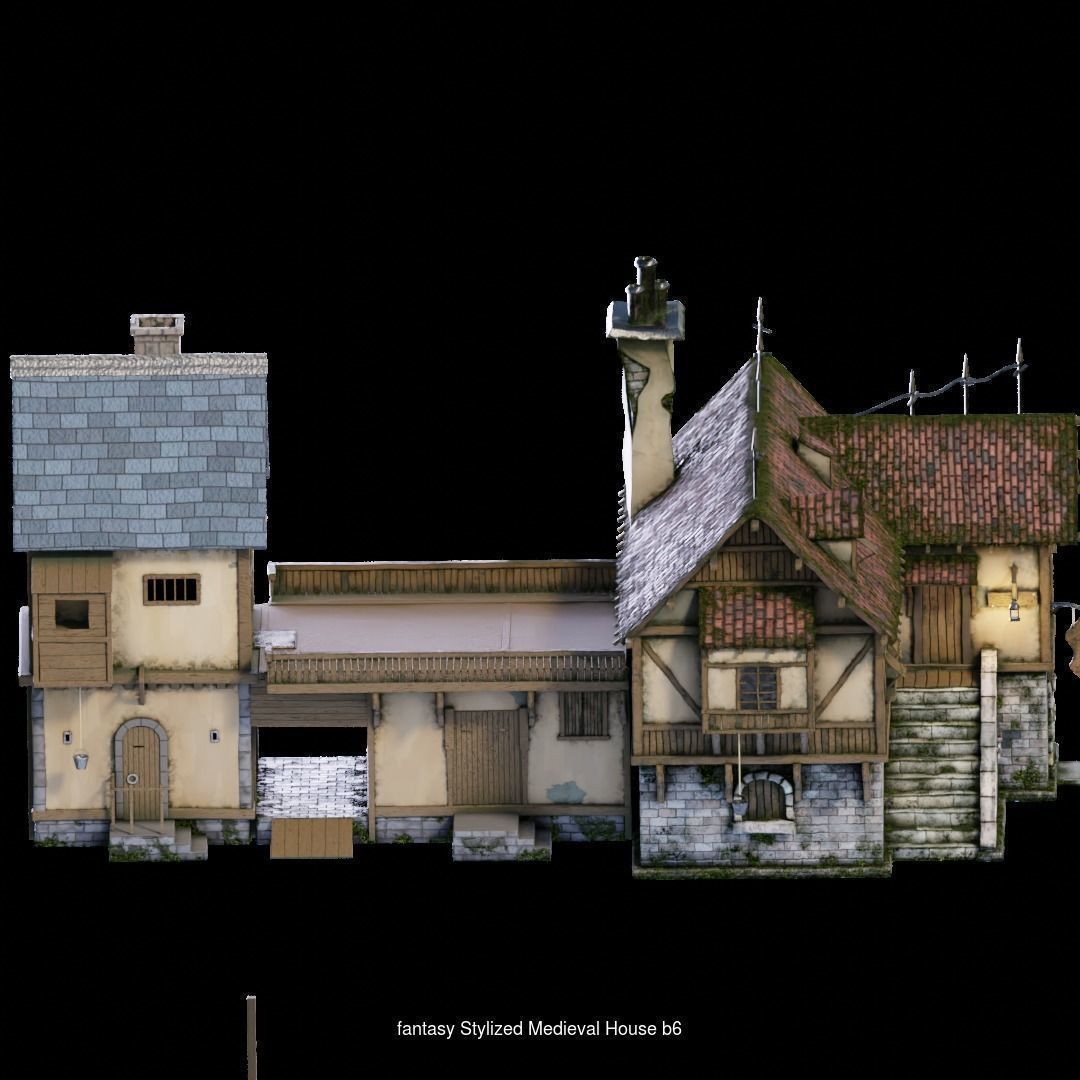 fantasy Stylized Medieval Houses X12Pack  3D Model Collection_8
