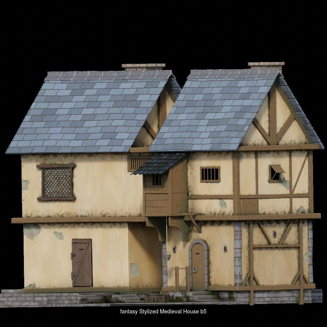 fantasy Stylized Medieval Houses X12Pack  3D Model Collection_7
