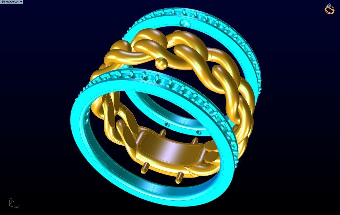 Chain Diamond ring - Miami Cuban ring - N8530A size 8 dot 5 3D print model_10