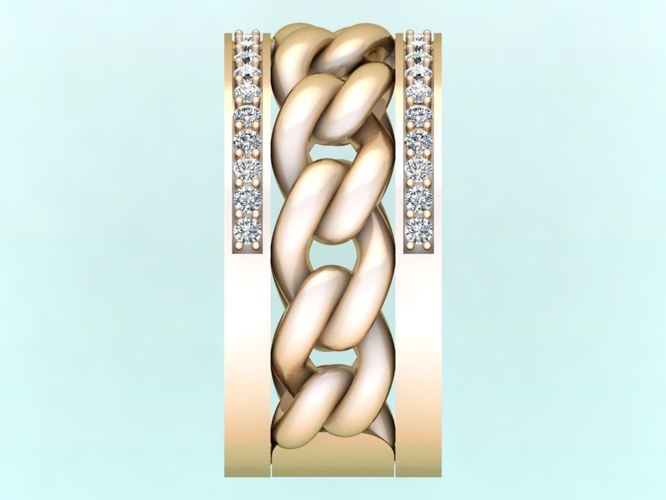 Chain Diamond ring - Miami Cuban ring - N8530A size 8 dot 5 3D print model_6