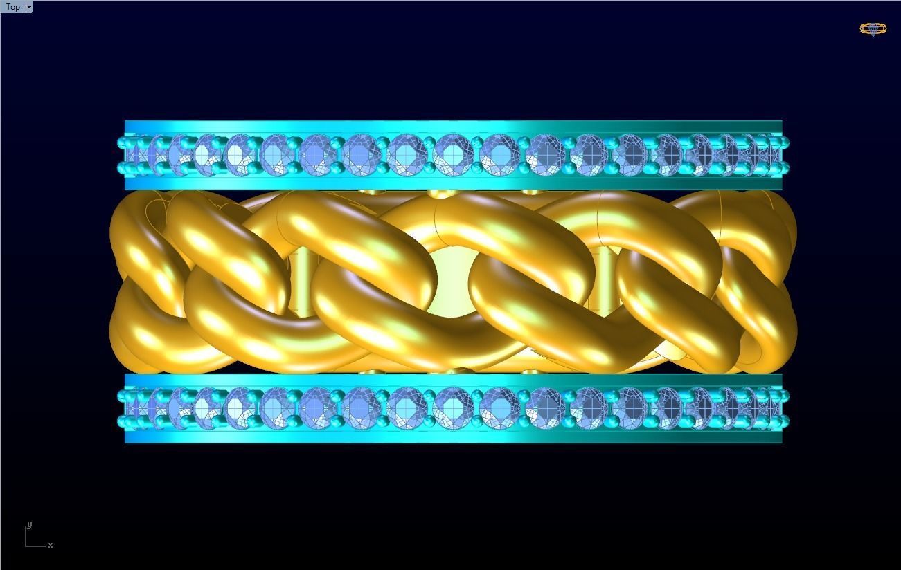 Chain Diamond ring - Miami Cuban ring - N8530A size 8 dot 5 3D print model_13