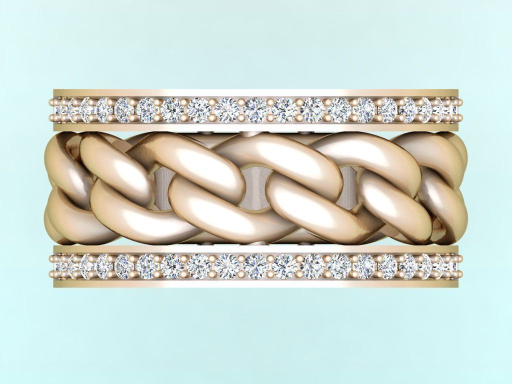 Chain Diamond ring - Miami Cuban ring - N8530A size 8 dot 5 3D print model_7