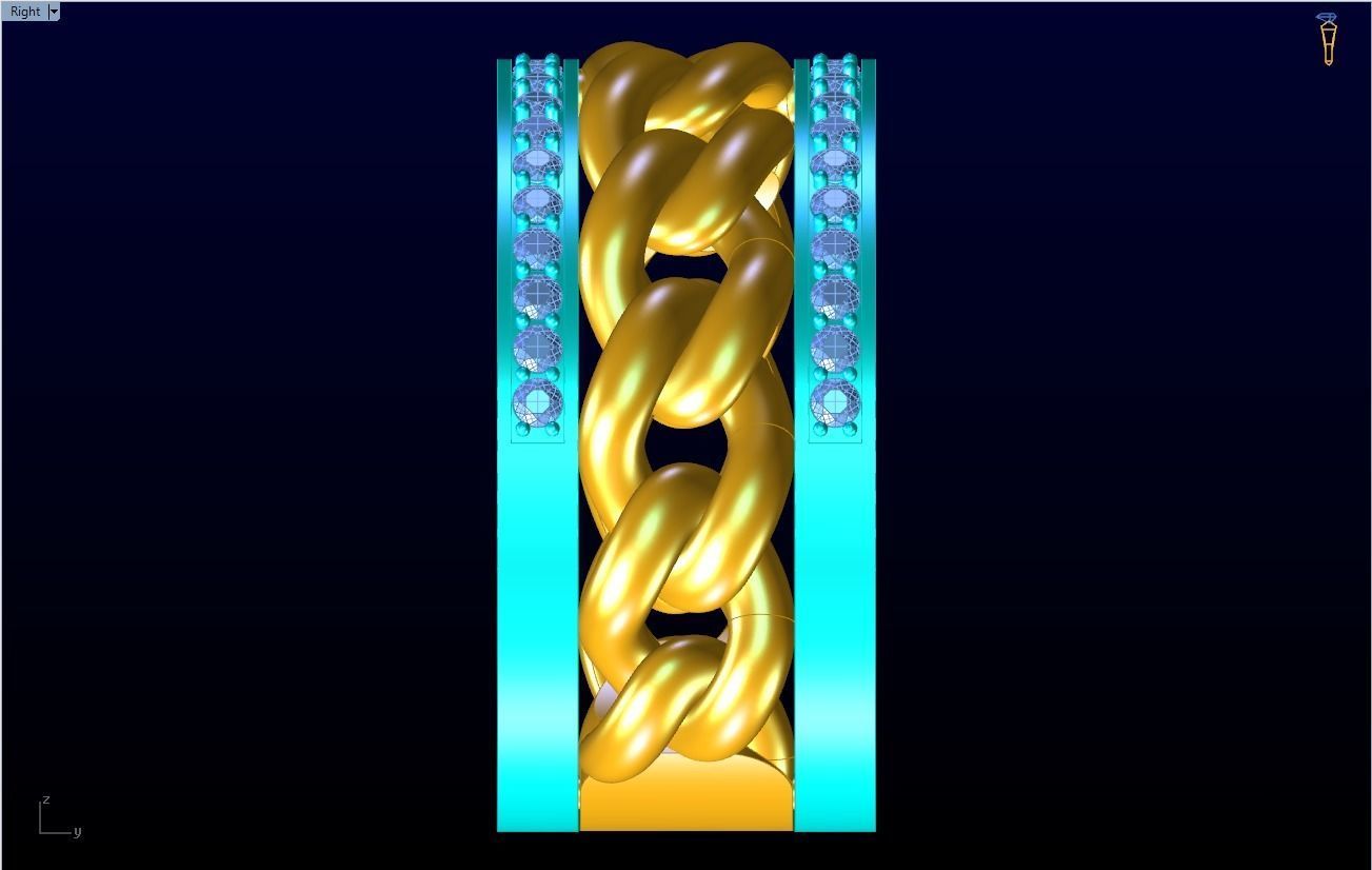 Chain Diamond ring - Miami Cuban ring - N8530A size 8 dot 5 3D print model_14