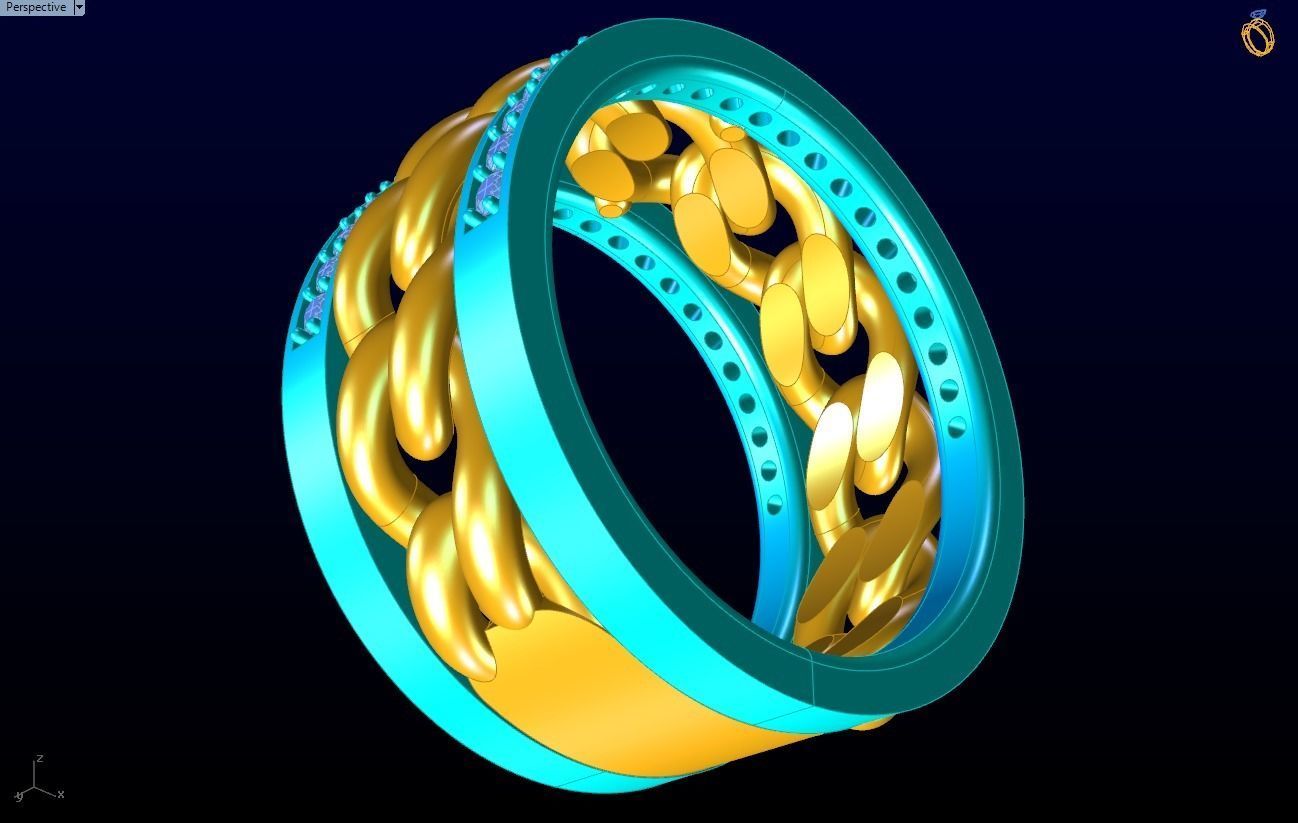 Chain Diamond ring - Miami Cuban ring - N8530A size 8 dot 5 3D print model_11