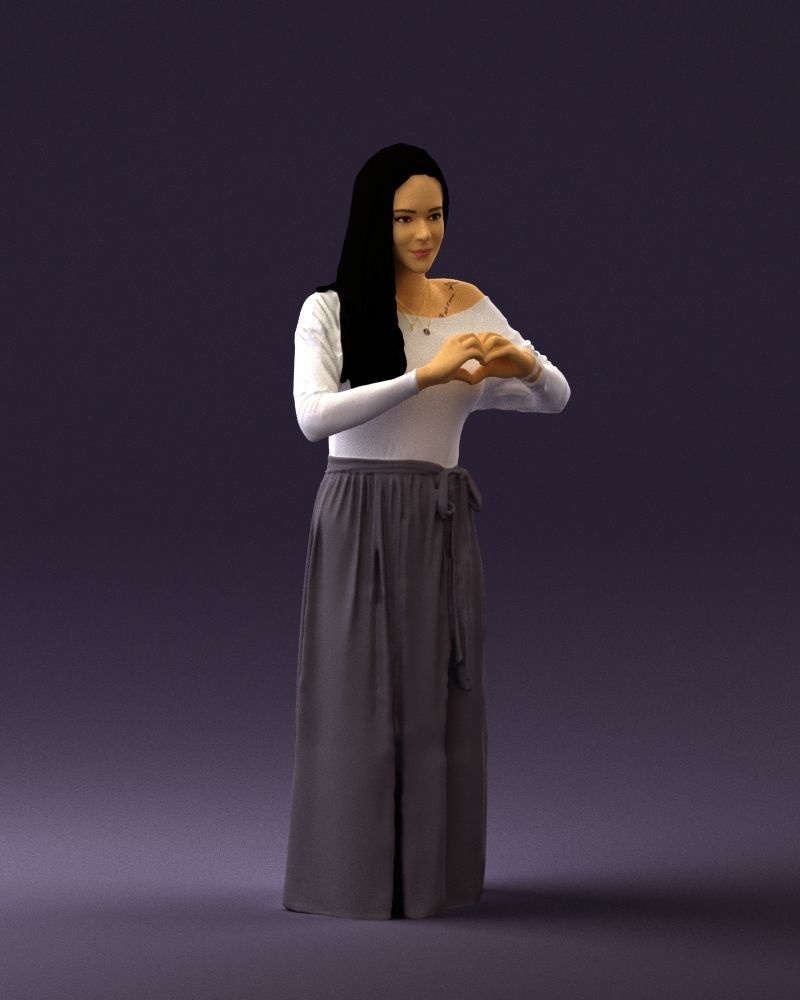 Woman showing the heart 0606 3D model_3