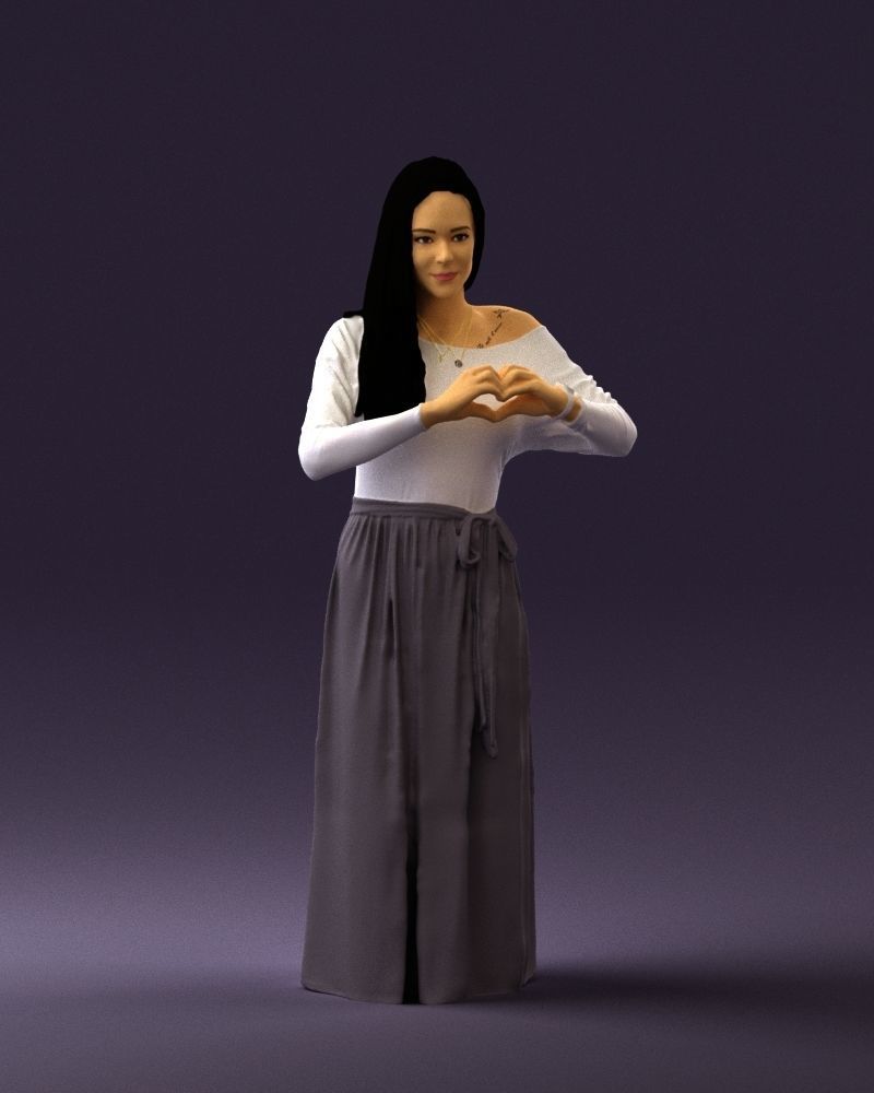 Woman showing the heart 0606 3D model_33