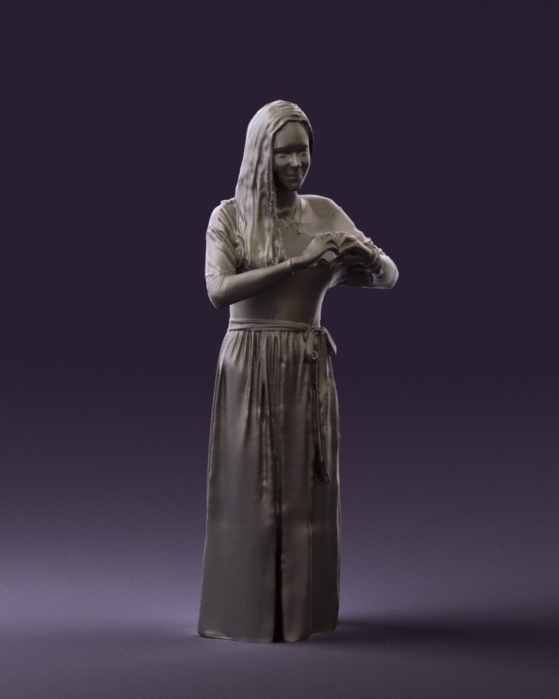 Woman showing the heart 0606 3D model_4