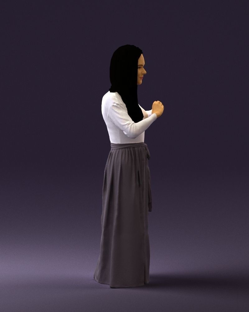 Woman showing the heart 0606 3D model_9