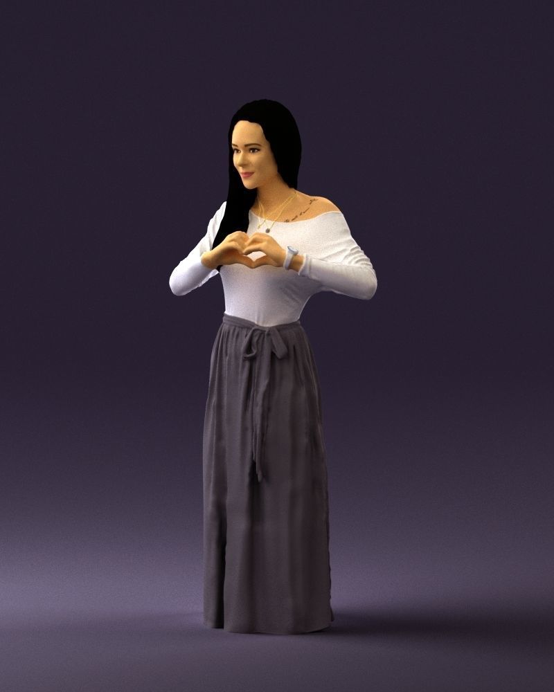 Woman showing the heart 0606 3D model_27