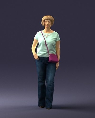 Woman in blue blouse 0043 3D Print Ready 3D print model