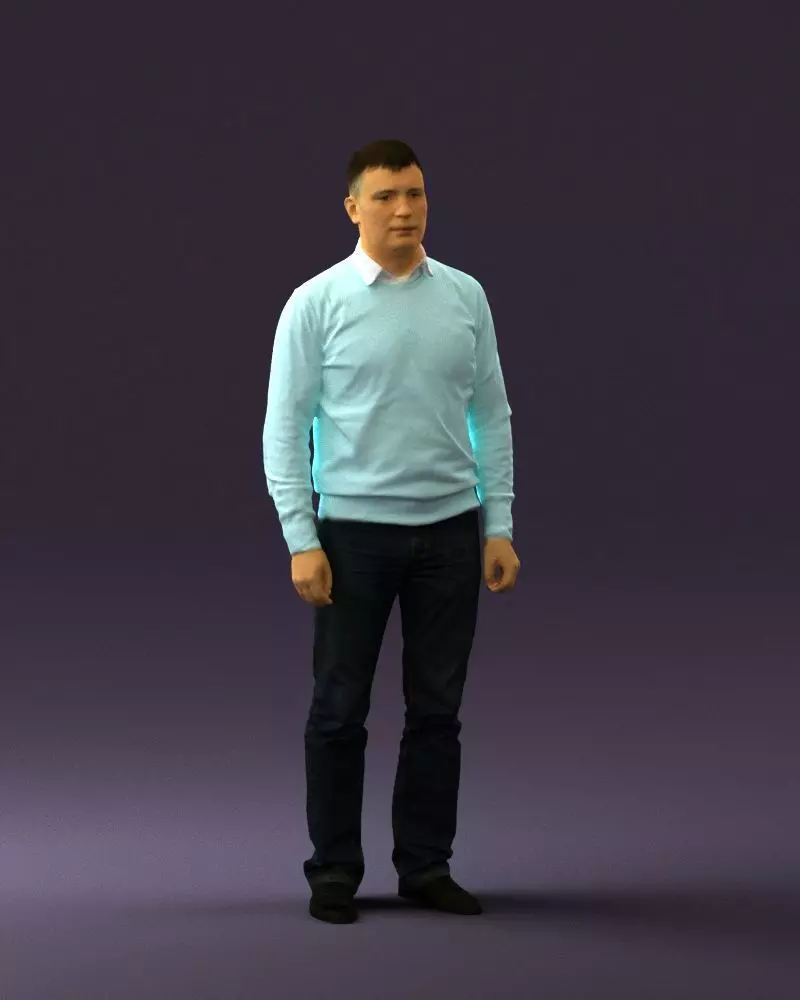 Man in jeans blue sweater 0534 3D Print Ready 3D print model