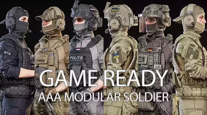 AAA MODULAR SOLDIER PACK Low-poly 3D model
