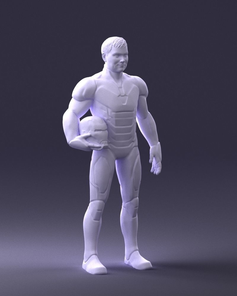 000291 Man in Futuristic Armored Suit with Helmet 1001 3D model_8