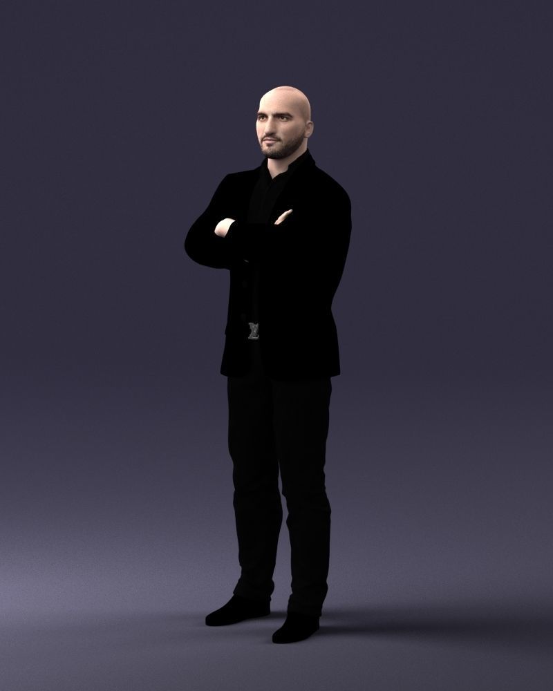 000223 Bald Male Character in Black Suit 1121 3dp 3D print model_30