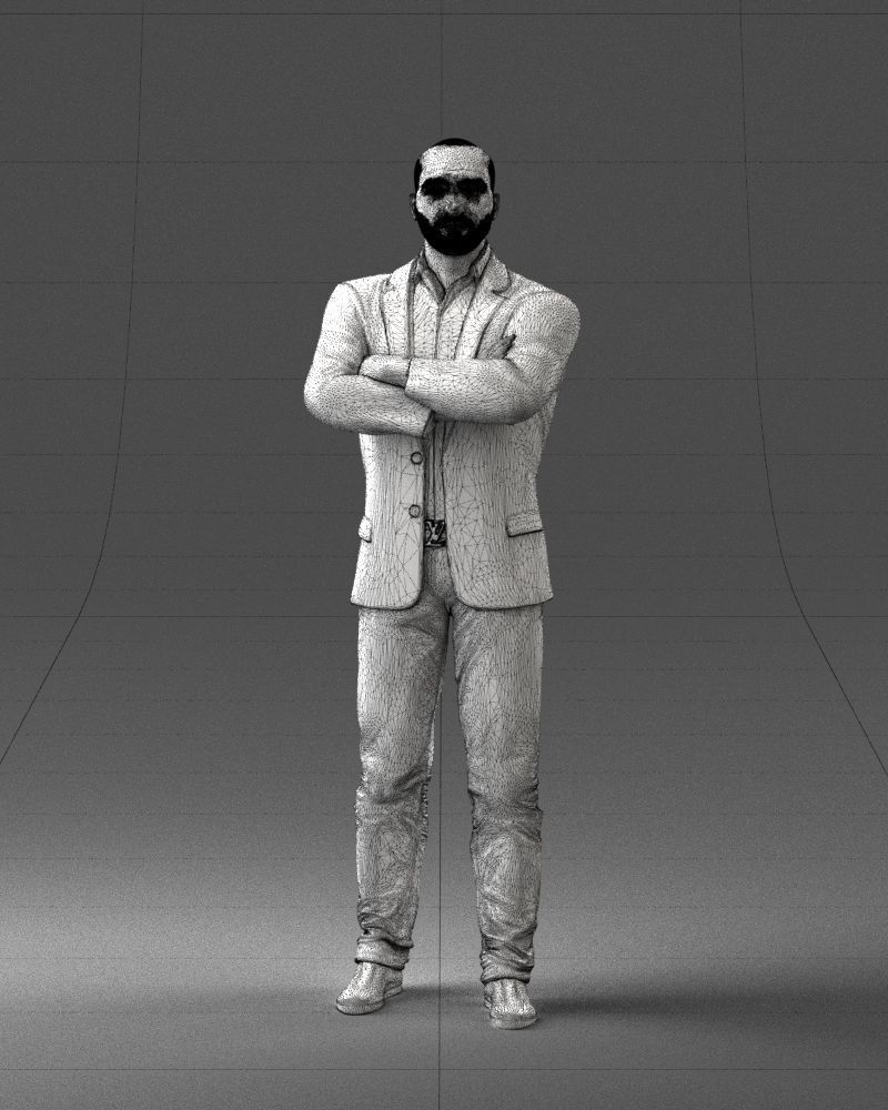 000223 Bald Male Character in Black Suit 1121 3dp 3D print model_38