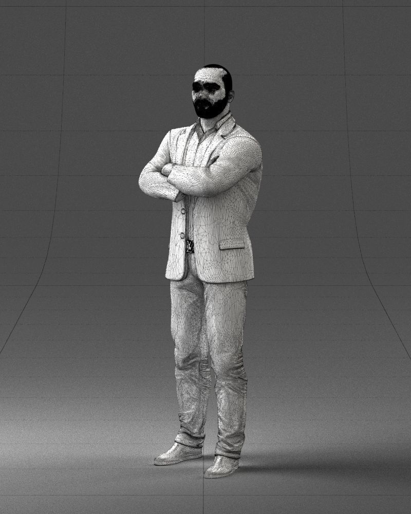 000223 Bald Male Character in Black Suit 1121 3dp 3D print model_32