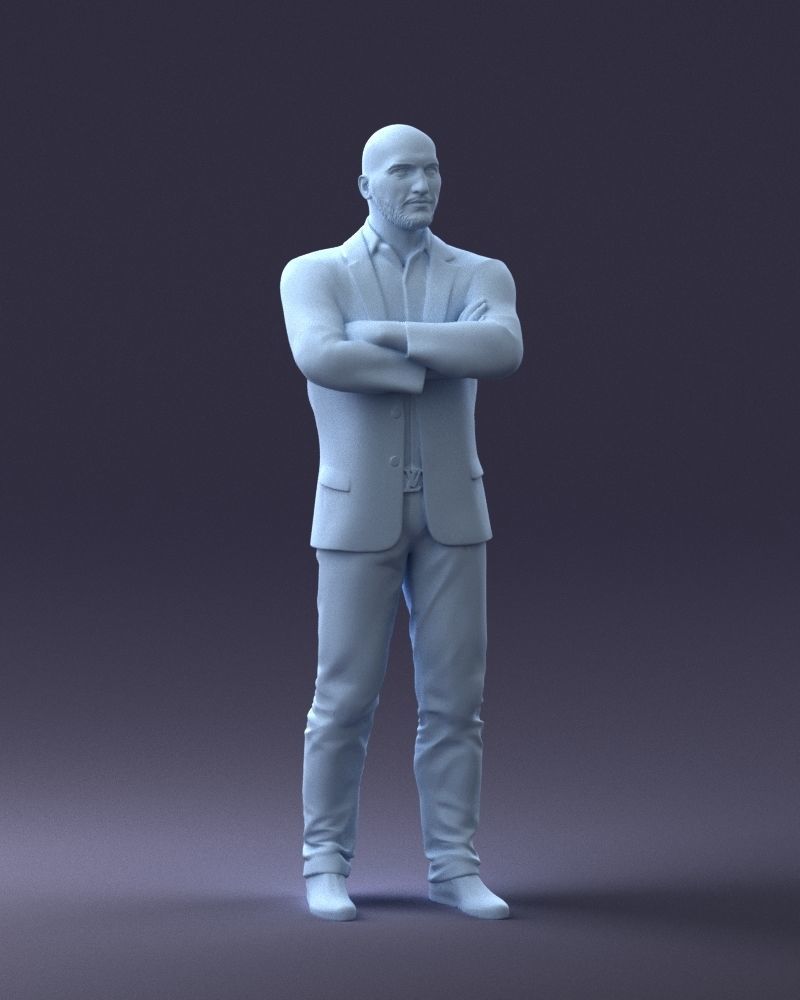 000223 Bald Male Character in Black Suit 1121 3dp 3D print model_7
