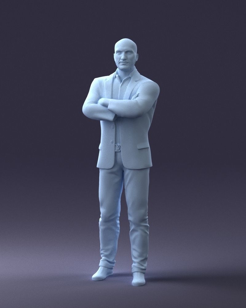 000223 Bald Male Character in Black Suit 1121 3dp 3D print model_34