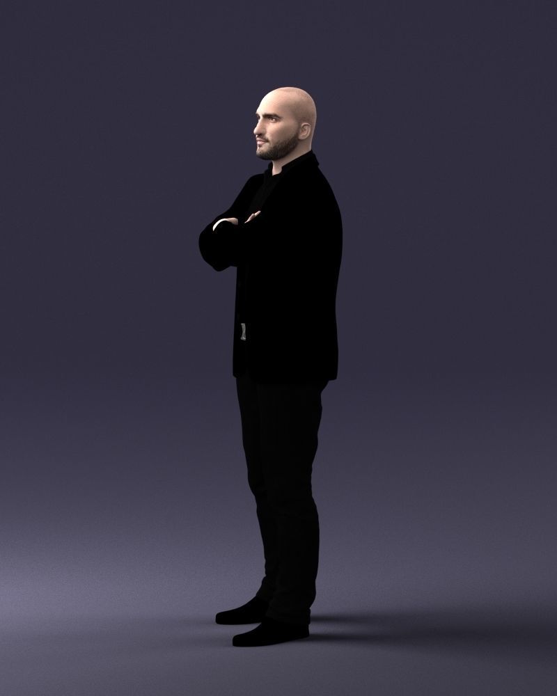 000223 Bald Male Character in Black Suit 1121 3dp 3D print model_27