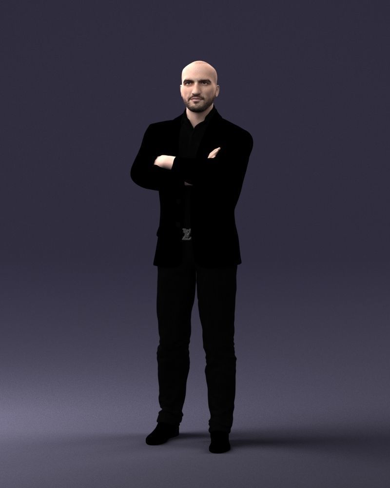 000223 Bald Male Character in Black Suit 1121 3dp 3D print model_33