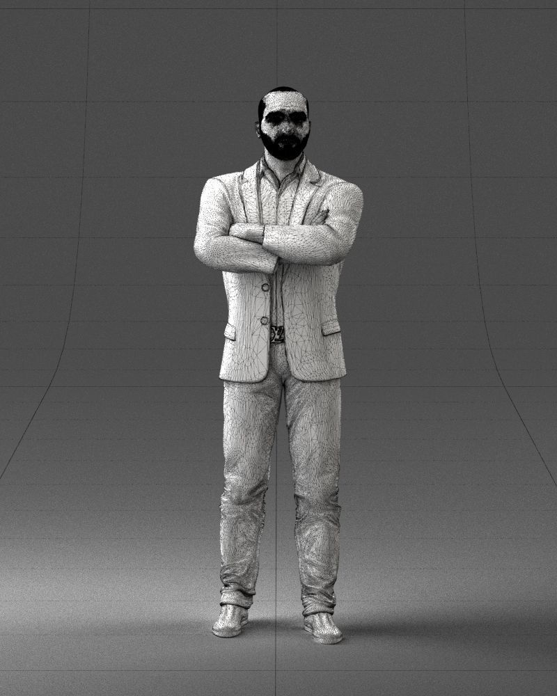 000223 Bald Male Character in Black Suit 1121 3dp 3D print model_5