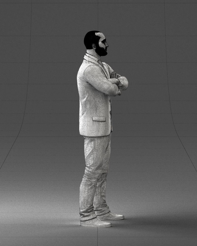 000223 Bald Male Character in Black Suit 1121 3dp 3D print model_14