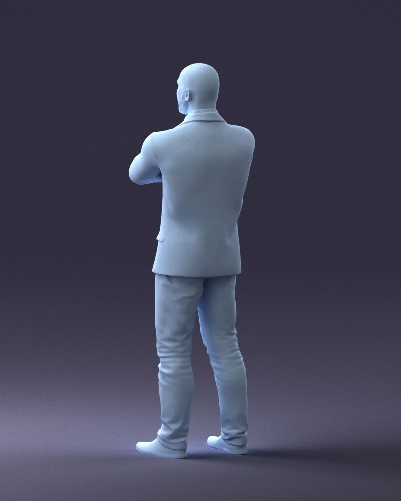 000223 Bald Male Character in Black Suit 1121 3dp 3D print model_22