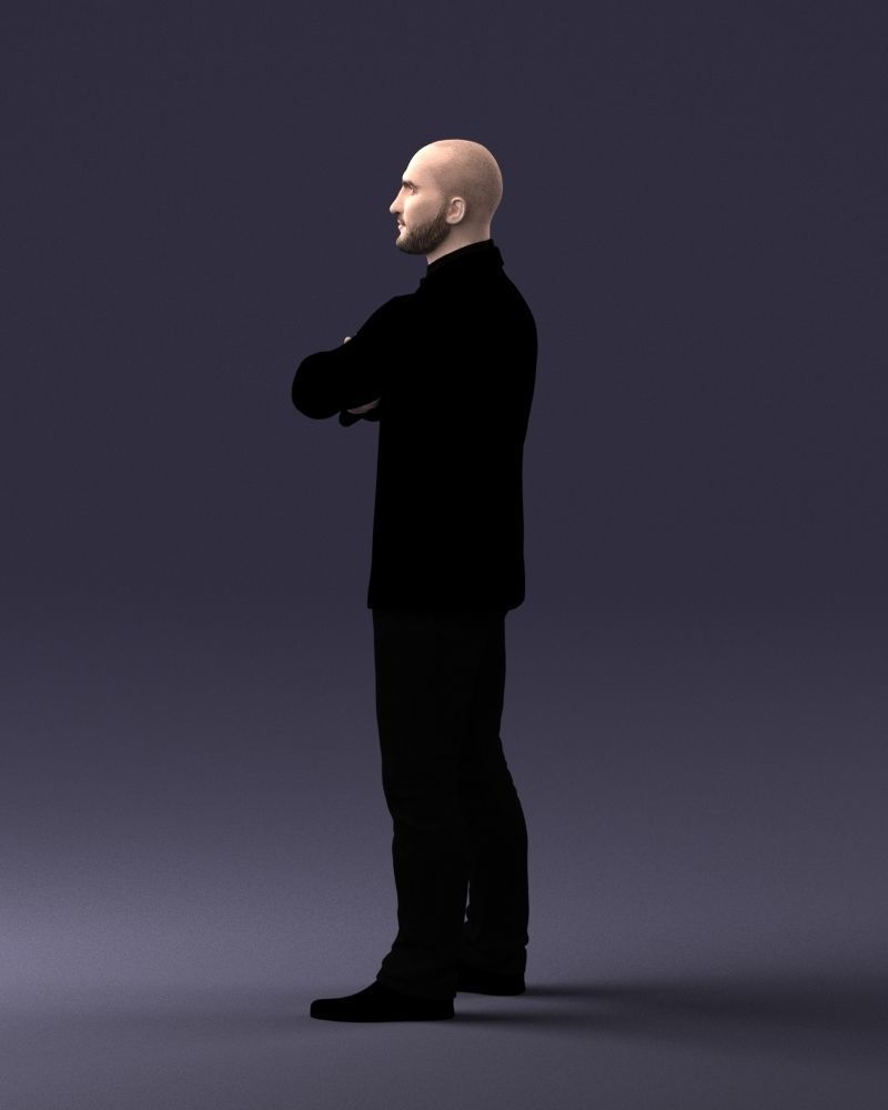 000223 Bald Male Character in Black Suit 1121 3dp 3D print model_24