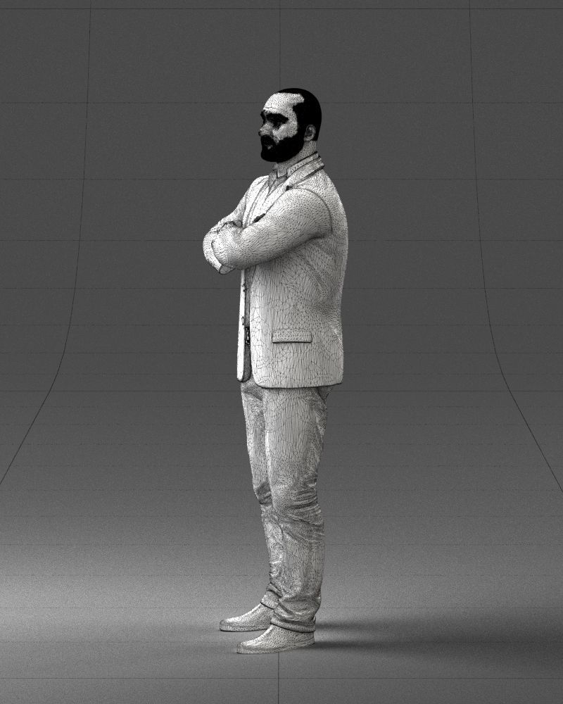 000223 Bald Male Character in Black Suit 1121 3dp 3D print model_29
