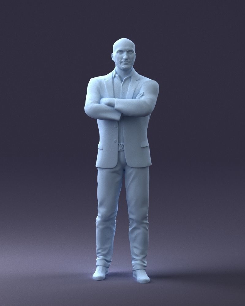 000223 Bald Male Character in Black Suit 1121 3dp 3D print model_4