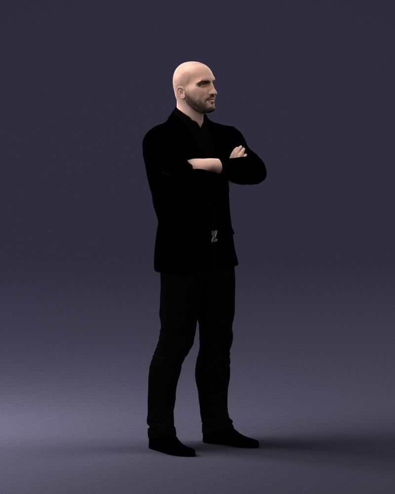 000223 Bald Male Character in Black Suit 1121 3dp 3D print model_9