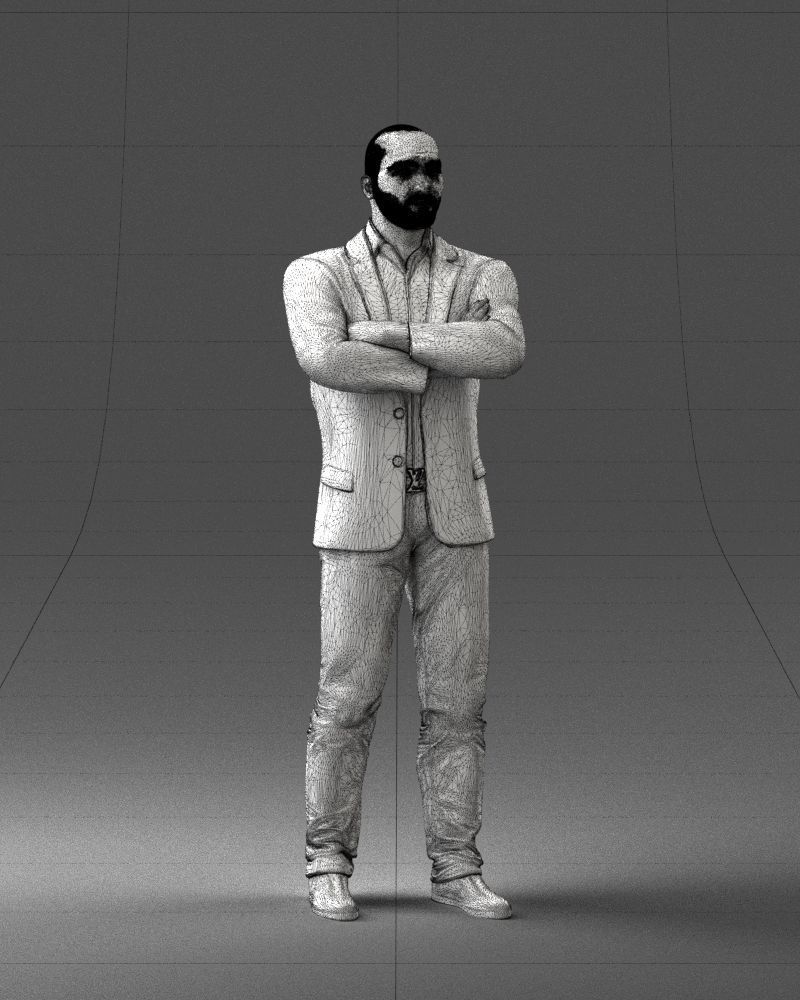 000223 Bald Male Character in Black Suit 1121 3dp 3D print model_8