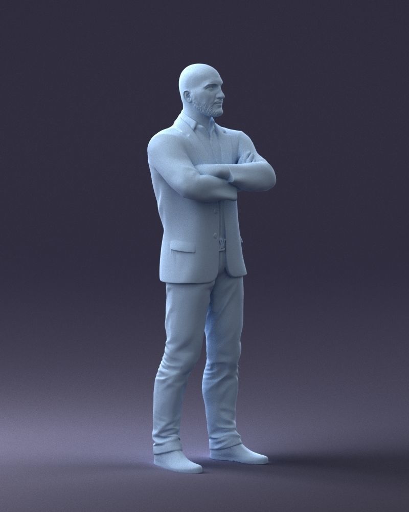 000223 Bald Male Character in Black Suit 1121 3dp 3D print model_10