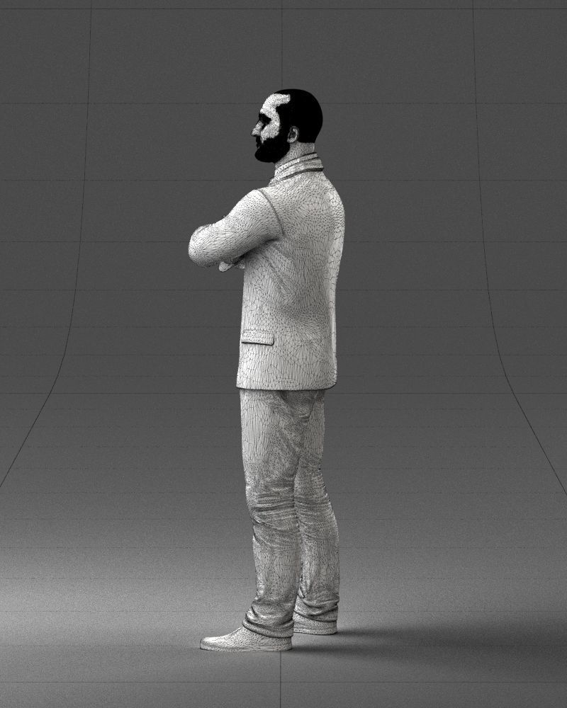 000223 Bald Male Character in Black Suit 1121 3dp 3D print model_26