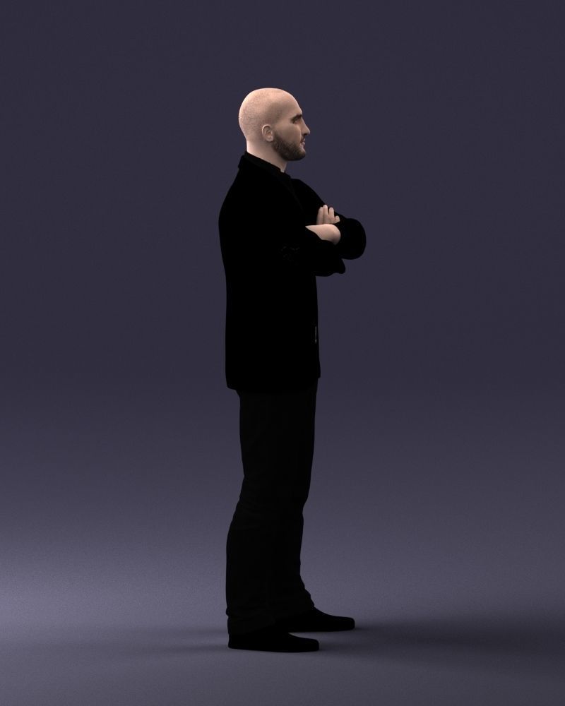 000223 Bald Male Character in Black Suit 1121 3dp 3D print model_12