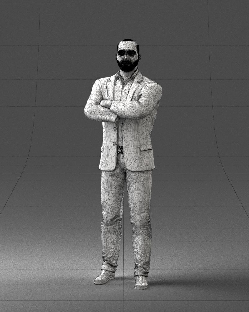 000223 Bald Male Character in Black Suit 1121 3dp 3D print model_35