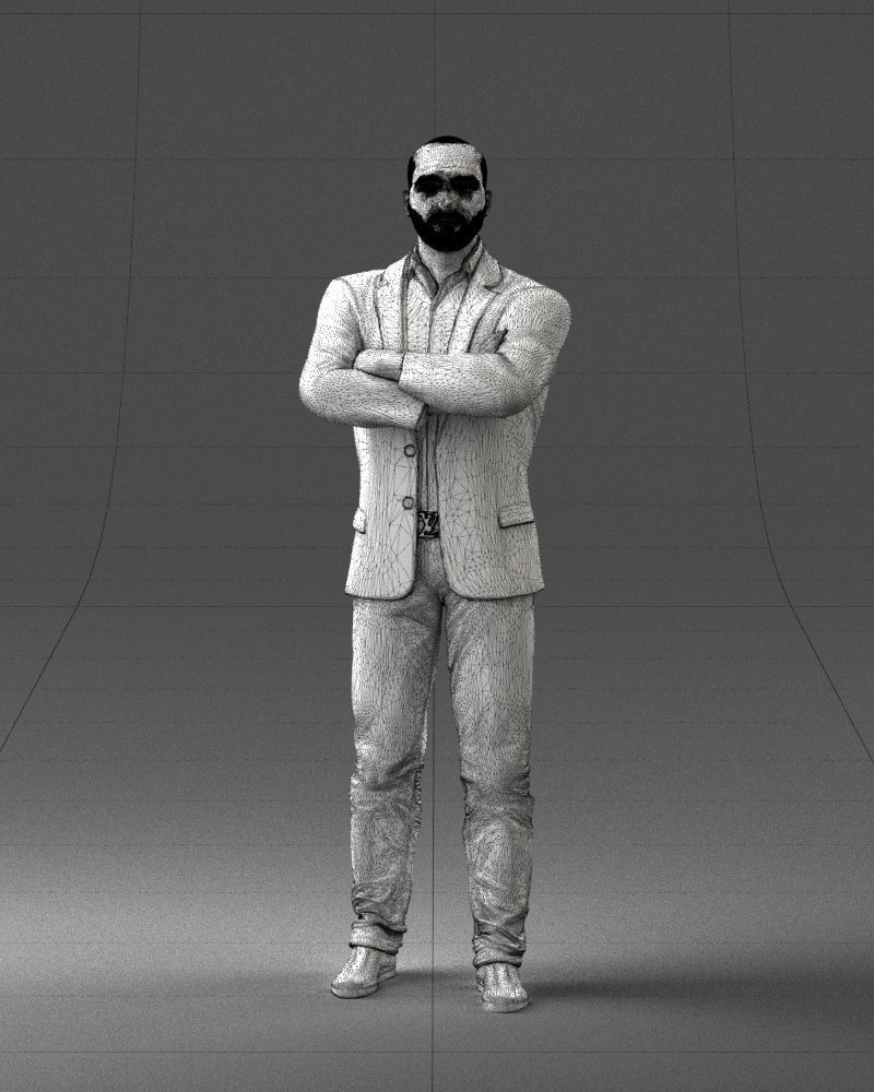 000223 Bald Male Character in Black Suit 1121 3dp 3D print model_2