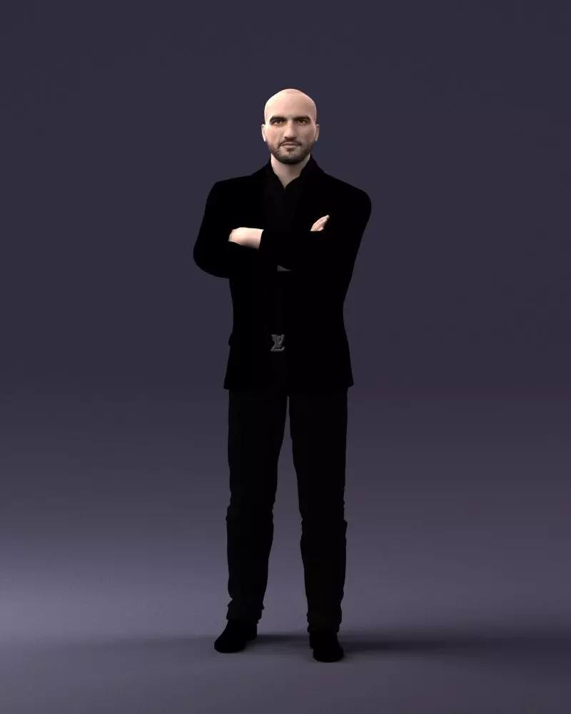 000223 Bald Male Character in Black Suit 1121 3dp 3D print model_0