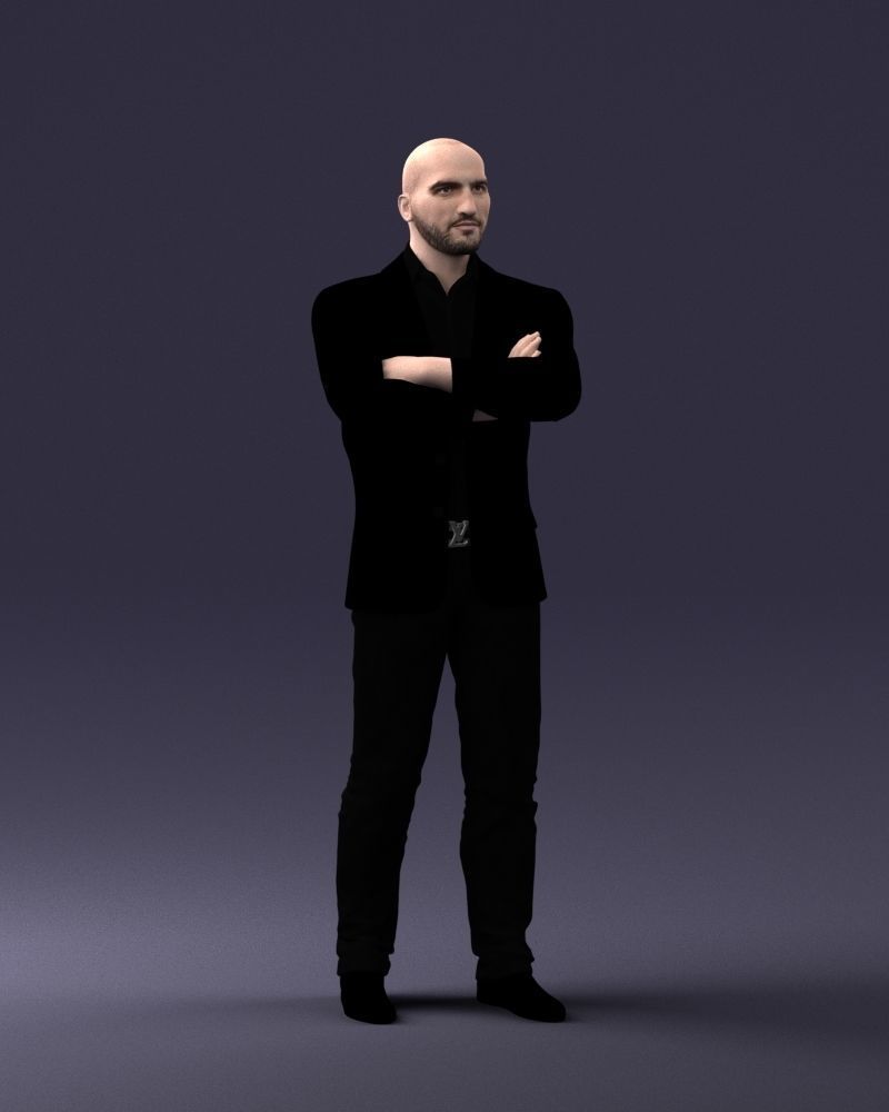 000223 Bald Male Character in Black Suit 1121 3dp 3D print model_6