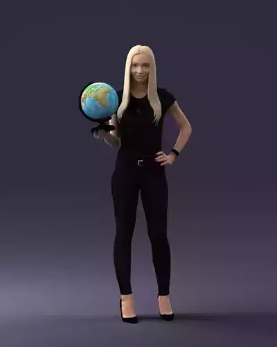 000117 Stylish Woman Holding Globe 0131 3dp 3D print model