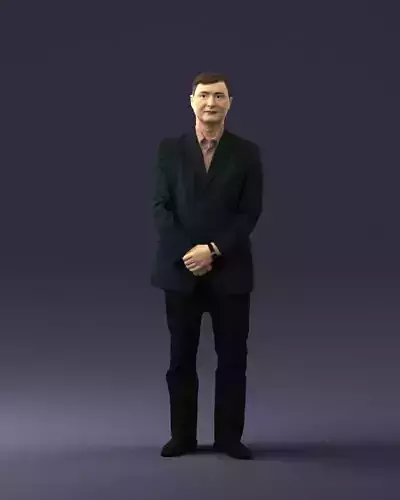 Man dark striped suit 0502 3D Print Ready