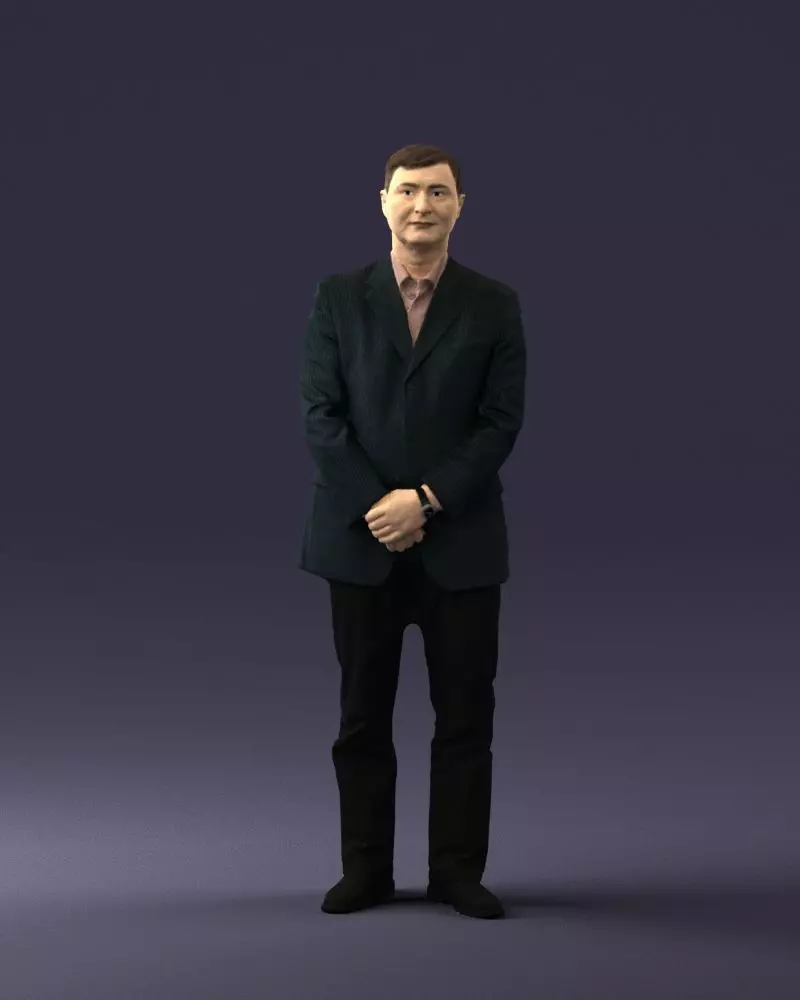 Man dark striped suit 0502 3D Print Ready 3D print model_0