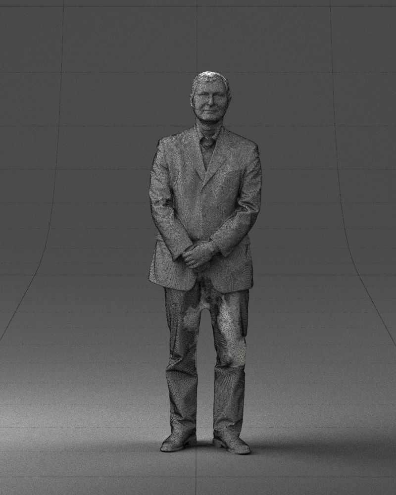 Man dark striped suit 0502 3D Print Ready 3D print model_2