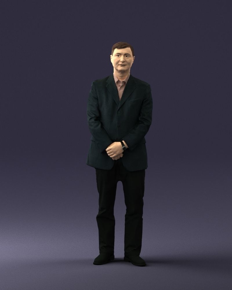 Man dark striped suit 0502 3D Print Ready 3D print model_36